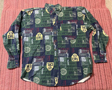 MENS VINTAGE LIGHTLY WORN CHAPS RALPH LAUREN ALL OVER PRINT BUTTON UP SHIRT XL