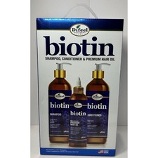 Difeel Biotin Pro-Growth Shampoo Conditioner & Premium Hair Oil 3 Piece Set New