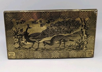 Antique Bryant & May Royal Wax Vestas Tin Match Peacock Bird Motif Box C. 1870