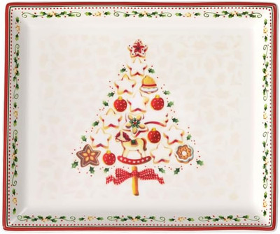 Winter Bakery Delight Small Rectangular Serving Dish, Red