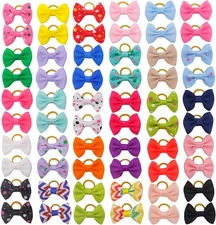 Puppy Hair Bows Small Dog Mini Rubber 1 Count (Pack of 60), Multi-colored 