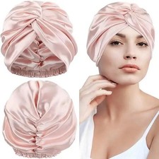 100 Mulberry Silk Turban Bonnets for Women Twisted Sleeping Night Cap 19