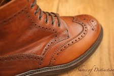 Scarpe stivali Derby Brogue Alfred Sargent in pelle marrone marrone chiaro da uomo UK 8,5 US 9,5