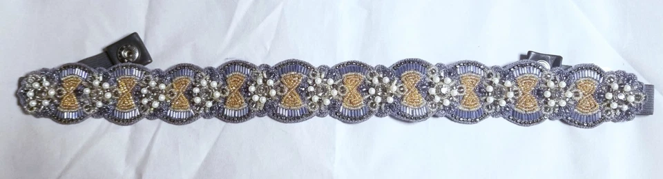 "Cinturón de cintura elegante gris con cuentas con botones a presión tamaño: mediano se adapta a 30""" Foto 4 de 4