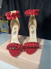 Fashion Nova Ruffle So Me Suede Heels Women Dress Shoes Size 8