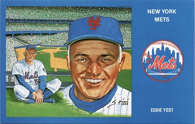 Postcard 1969 New York Met Bullpen Third Base Coach Eddie Yost 5000 Cards New