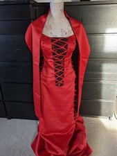Stunning Crimson Red 3 Piece Maxi Evening Gown Set Size L