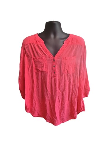 Torrid Harper Womens Blouse Red-Pink 3/4 Sleeves Size 2 - Picture 3 of 7