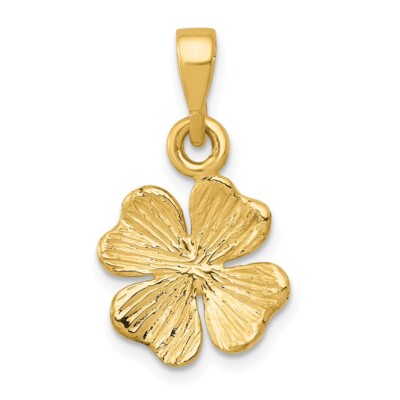 10k Yellow Gold & Textured Four Leaf Clover Pendant 1.22g for Mom