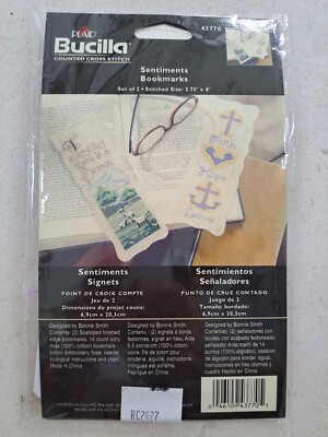 BUCILLA Sentiments Bookmarks 'Heirloom Collection CROSS STITCH SET KIT rare BNIP