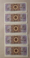 FIVE NOTES CHINA 5 JIAO RMB Fourth set CURRENCY 1980 UNCIRCULATED IT.#E5