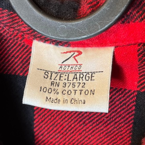 Rothco Shirt Men's Large Red Black Plaid Lumberjack Button Up Vintage 90s - Picture 8 of 11