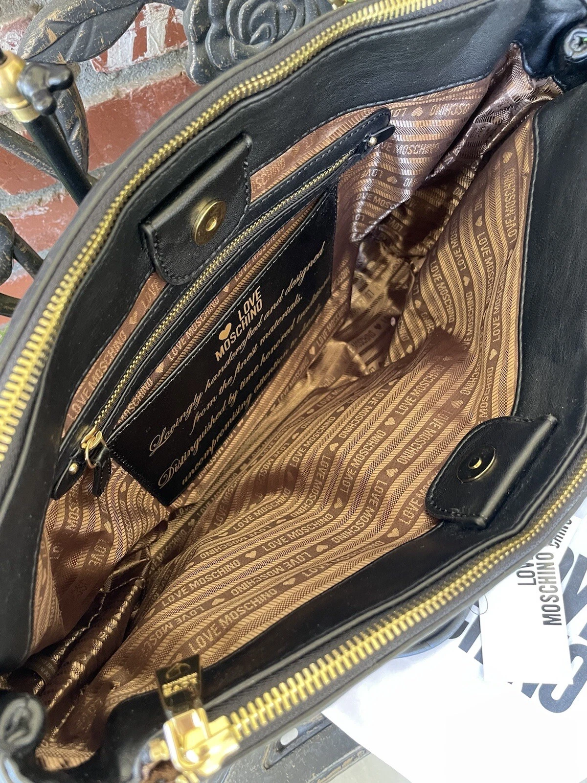 Borsa a mano trapuntata Love Moschino; Borsa Napa Pu Trapuntata Nero; Borsa per la polvere; Nuova con T