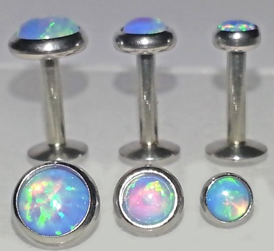 16g 3,4or 5mm~ DREAM BLUE OPAL Tragus Cartilage Triple Helix Lip Ear Earing Stud