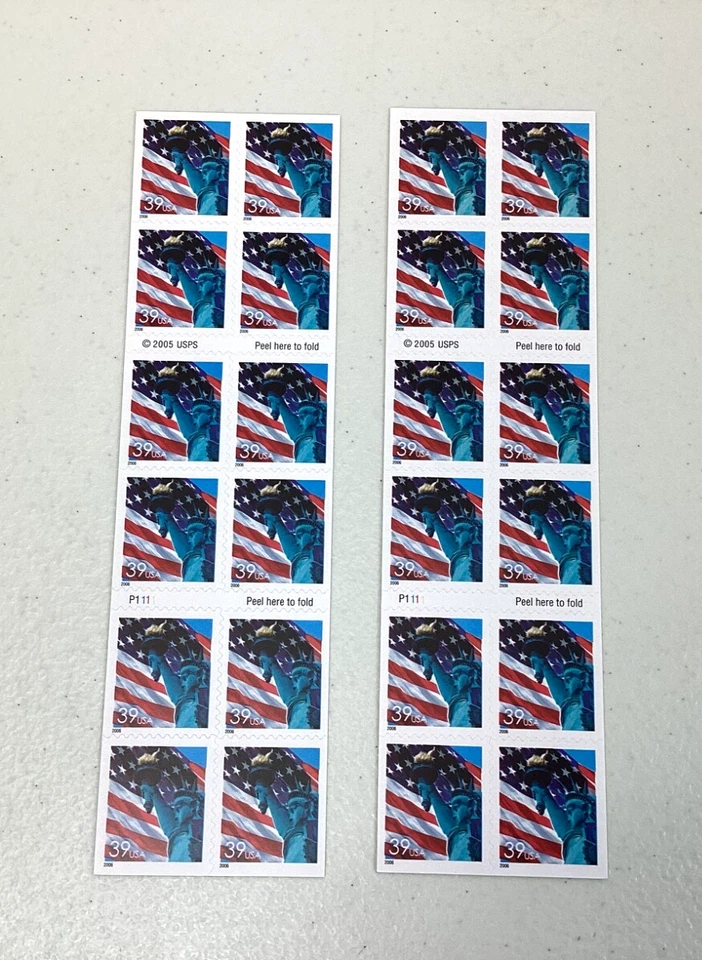 Set of 2 U.S. Booklet Stamps #3972a Liberty and Flag Forty 39 Cent Stamps Mint - Image 2 of 2