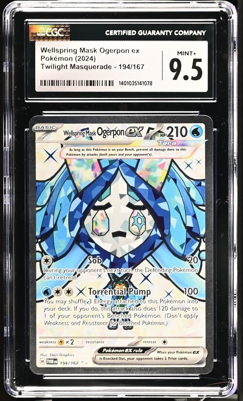 CGC Gem Mint+ 9.5 Wellspring Mask Ogerpon ex 194/167 Pokémon Twilight Masquerade