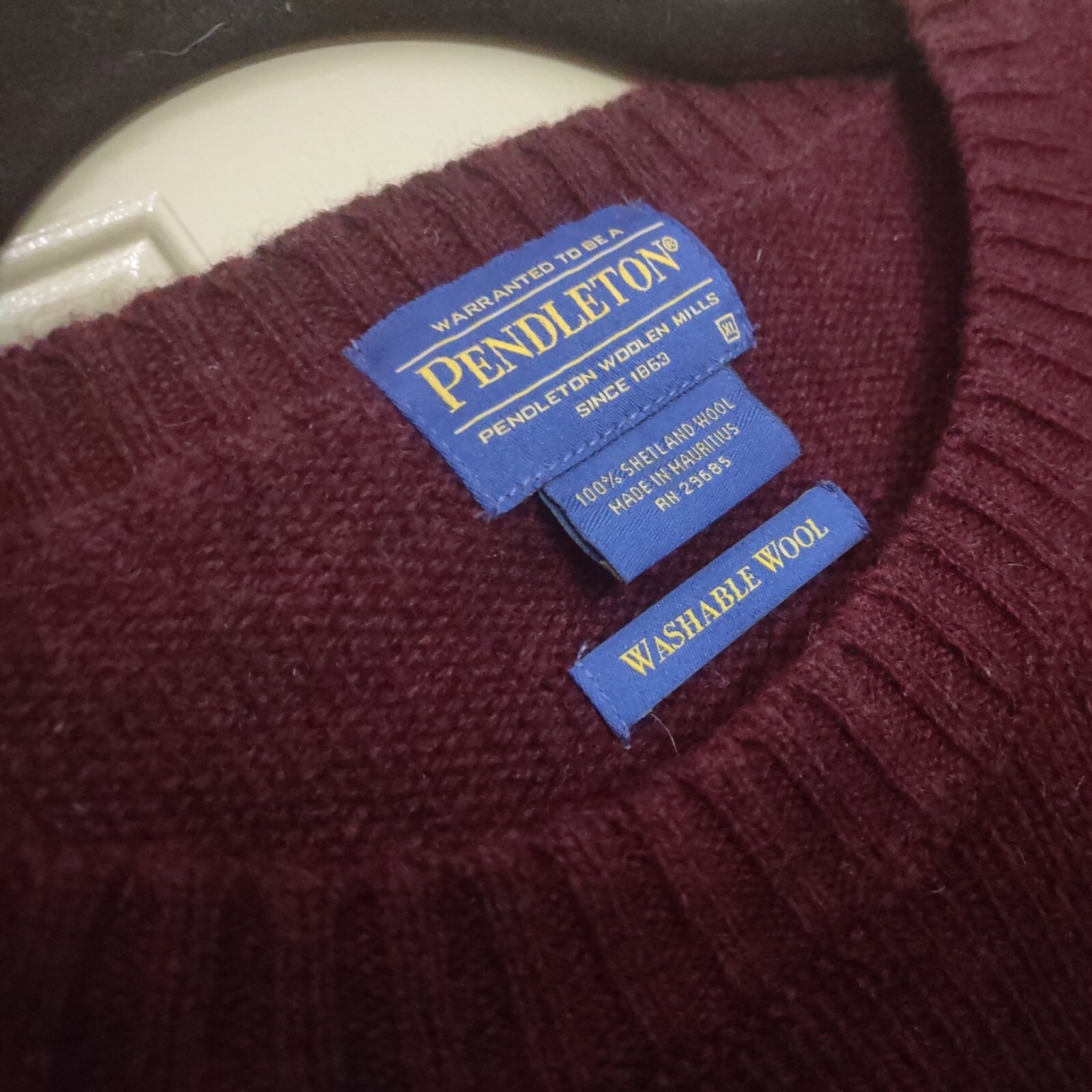 Pendleton Washable Wool Blue Sweater Shetland Cre… - image 2