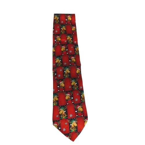 Hallmark Yule Tie Greetings Men's Tie Silk Christmas Novelty Reindeer