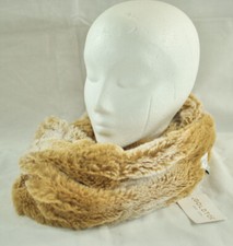 women's gorgeous GOLD TOE infinity furry Evanna tan neck scarf msrp 32 so soft