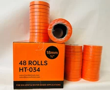 PREMIUM MASKING TAPE Orange 3/4 inch  (48 Rolls) 4 sleeves Automotive Bodyshop