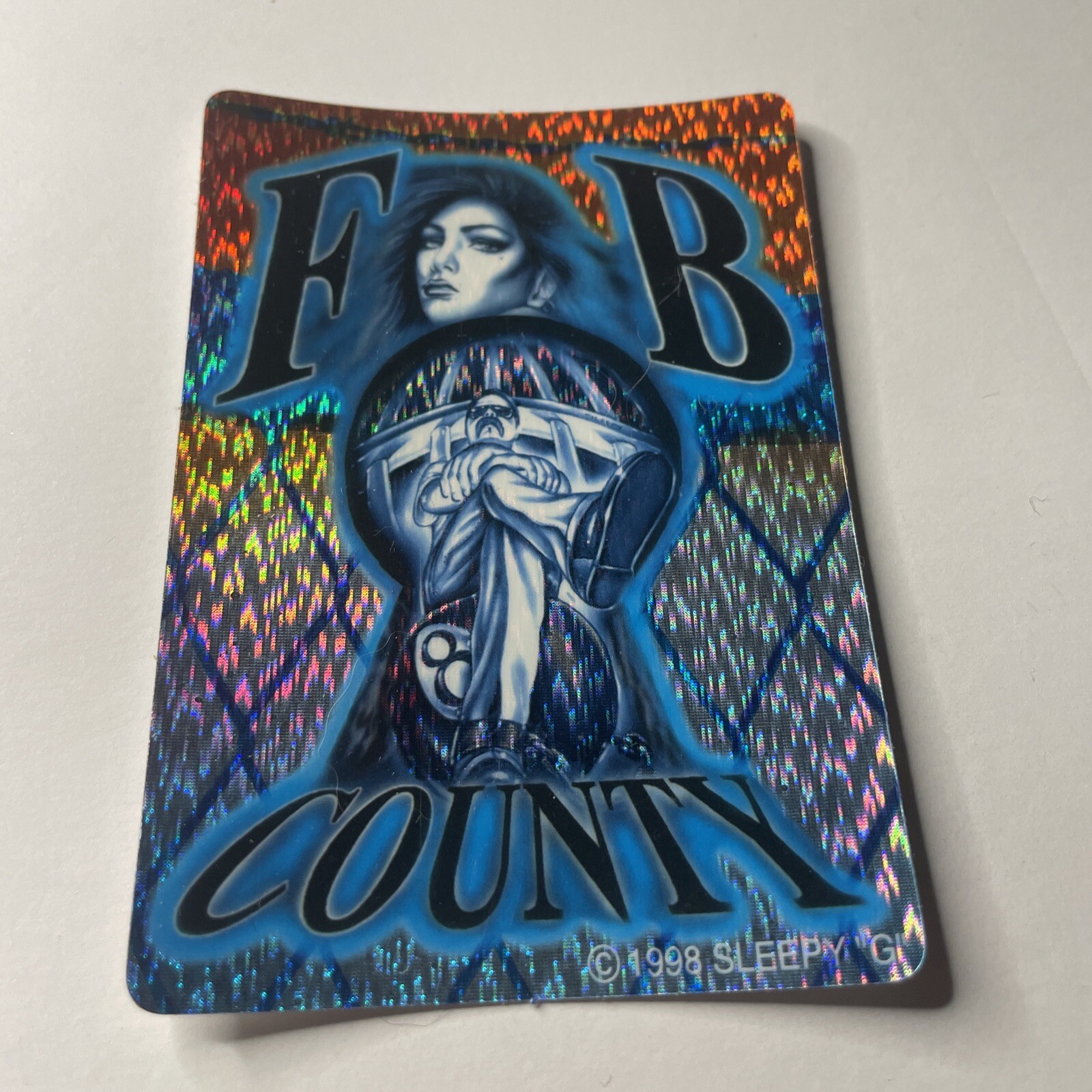 Vintage 1998 Lowrider Sleepy G Prismatic Vending Machine Sticker FB COUNTY