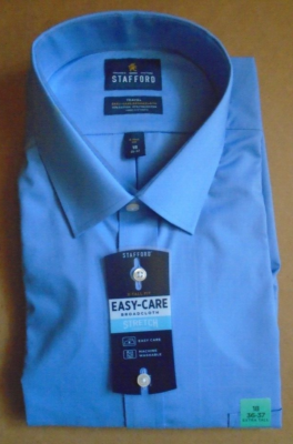 stafford men's regular fit easy care stretch dress shirt Stafford Mens Short Sleeve Travel Easy-Care Broadcloth Stretch Dress Shirt Blue