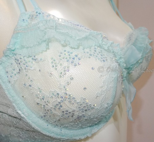 36B NWT Victoria's Secret Designer Unlined Bra, Mint Blue Embellished org.$198 - Picture 3 of 5
