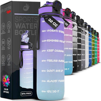 Motivational Water Bottle with Time Marker, 32 Oz Water Bottle, Sports Water Bot