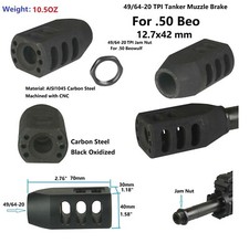All Steel 10.5 OZ Heavy Duty 49/64x20 TPI Tanker Muzzle Brake F Beo 50 12.7x42mm