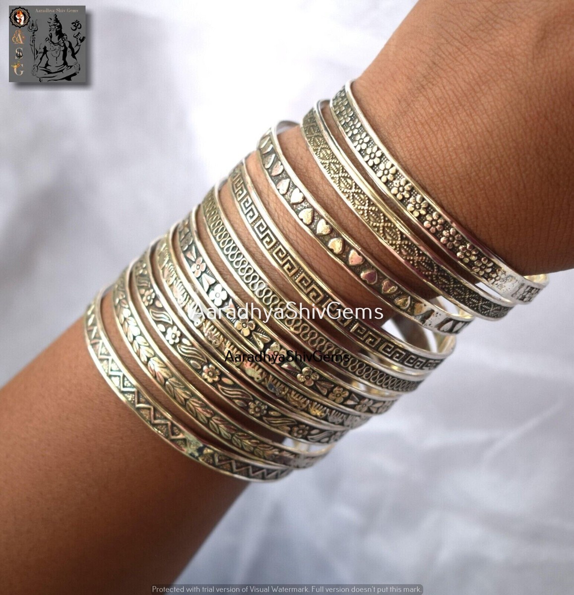 10 Set of Multi Design Oxidized Bangles GS Silver Micro Bracelet