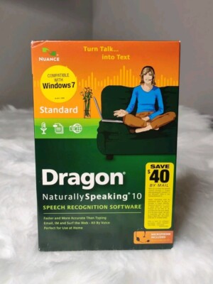 Dragon Naturally Speaking 10 Standard Speech Recognition Software (PC) SEALED
