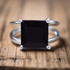 Attractive Black Onyx Ring 925 Sterling Silver Gemstone Jewelry Gift For Women's