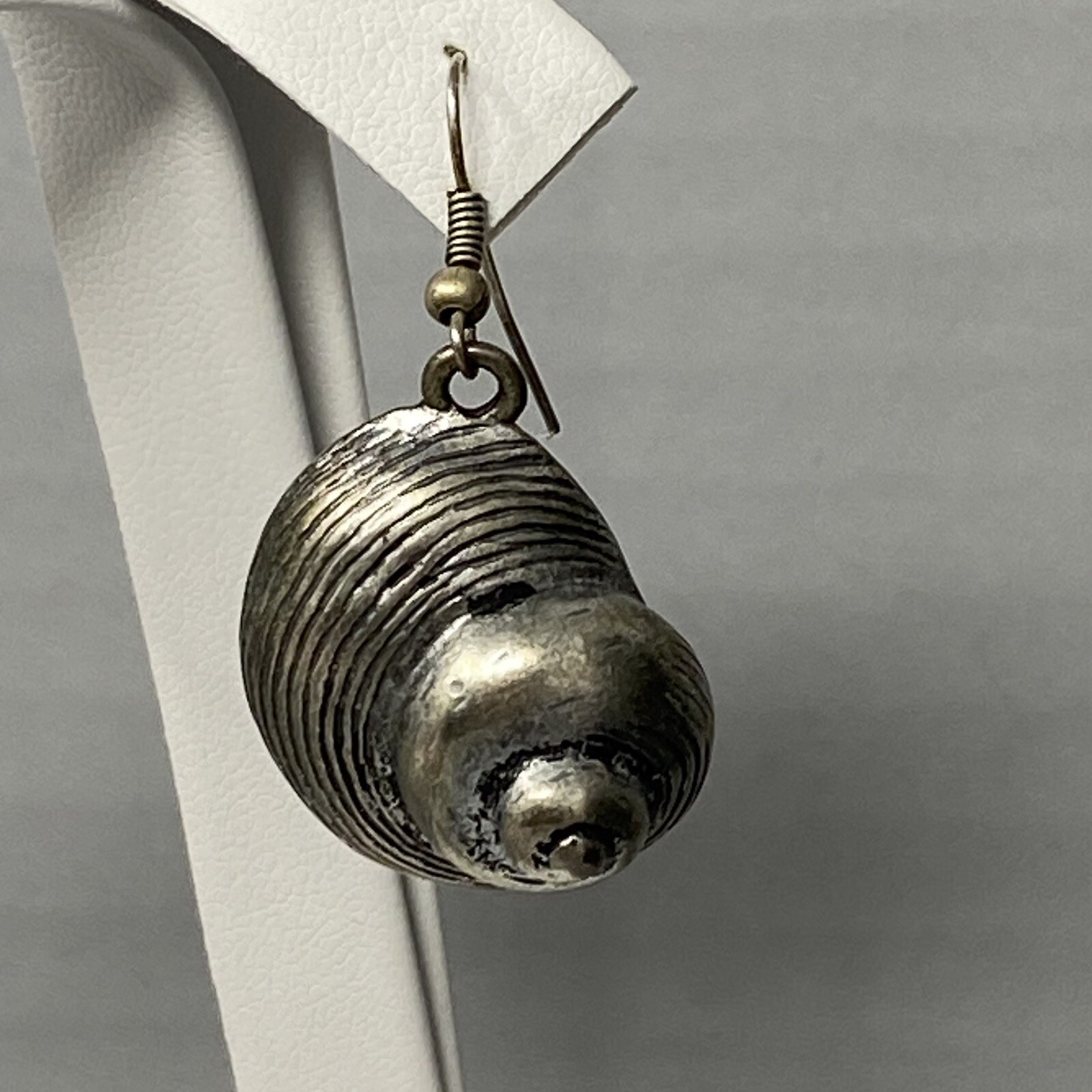 Dangle Drop Earrings Shell Shaped Dome Dimensiona… - image 3