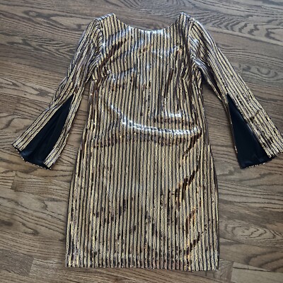 Trina Turk Sequined Long Sleeve Dress Cocktail Formal Gold | eBay Trina Turk Sequined Long Sleeve Dress Cocktail Formal Gold | eBay