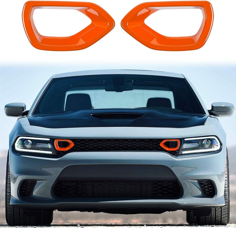 2x Front Grille Inserts Mesh Trim Accessories for 2015-2023 Dodge Charger Orange
