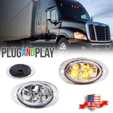 2PC Clear Amber LED Cab Side Marker Signal Light For Freightliner Cascadia 08-17