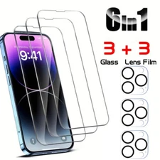 For iPhone 14 13 12 11 Pro Max Tempered Glass Screen Protector Camera Protector