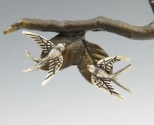 Unique Handmade Sterling Silver Small Flying Swallow Birds Post Stud Earrings