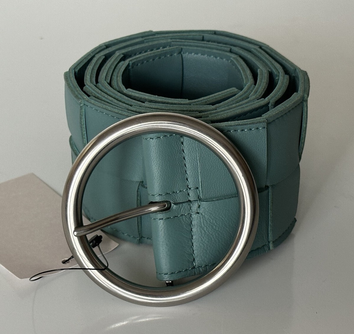 NWT $850 Bottega Veneta Intrecciato Nappa Leather Green Belt 36/90 IT 577933 Bottega Veneta Intrecciato Cassette - Green Waist Bags  main image 4