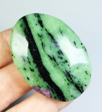 Natural Red Green Ruby Epidote Quartz Crystal Palm Stone Healing Specimen