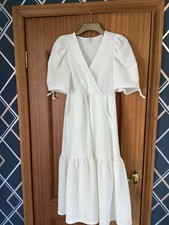 River Island Cream Wrap Front Midi Dress Size 8.