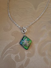 Ocean Themed Resin Necklace With Silvertone Chain, Starfish, Shells