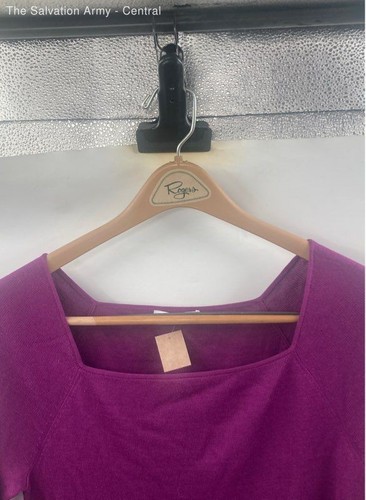 M. M. Lafleur Womens Purple Long Sleeve Square Neck Pullover Blouse Top Size L - Picture 5 of 6