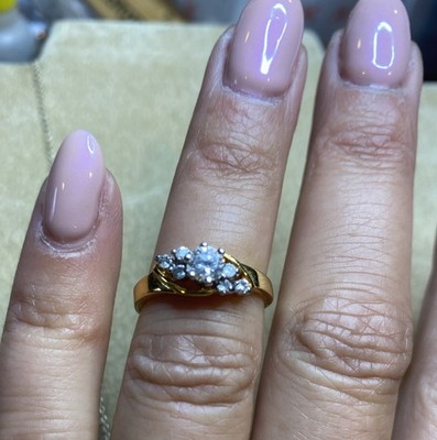 Vtg EDCO Gold Filled Promise Engagement  Ring Clear Cz Costume Jewelry Sz 6