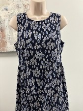 GAP Fit Flare Dress Size 6 Petite 6P BNWT Navy Blue White Ikat Dot Print Mini