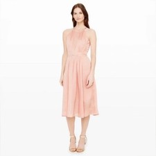 Club Monaco 100% Silk Halter Midi Dress Champagne Ivory Size 00 Elegant Flowy