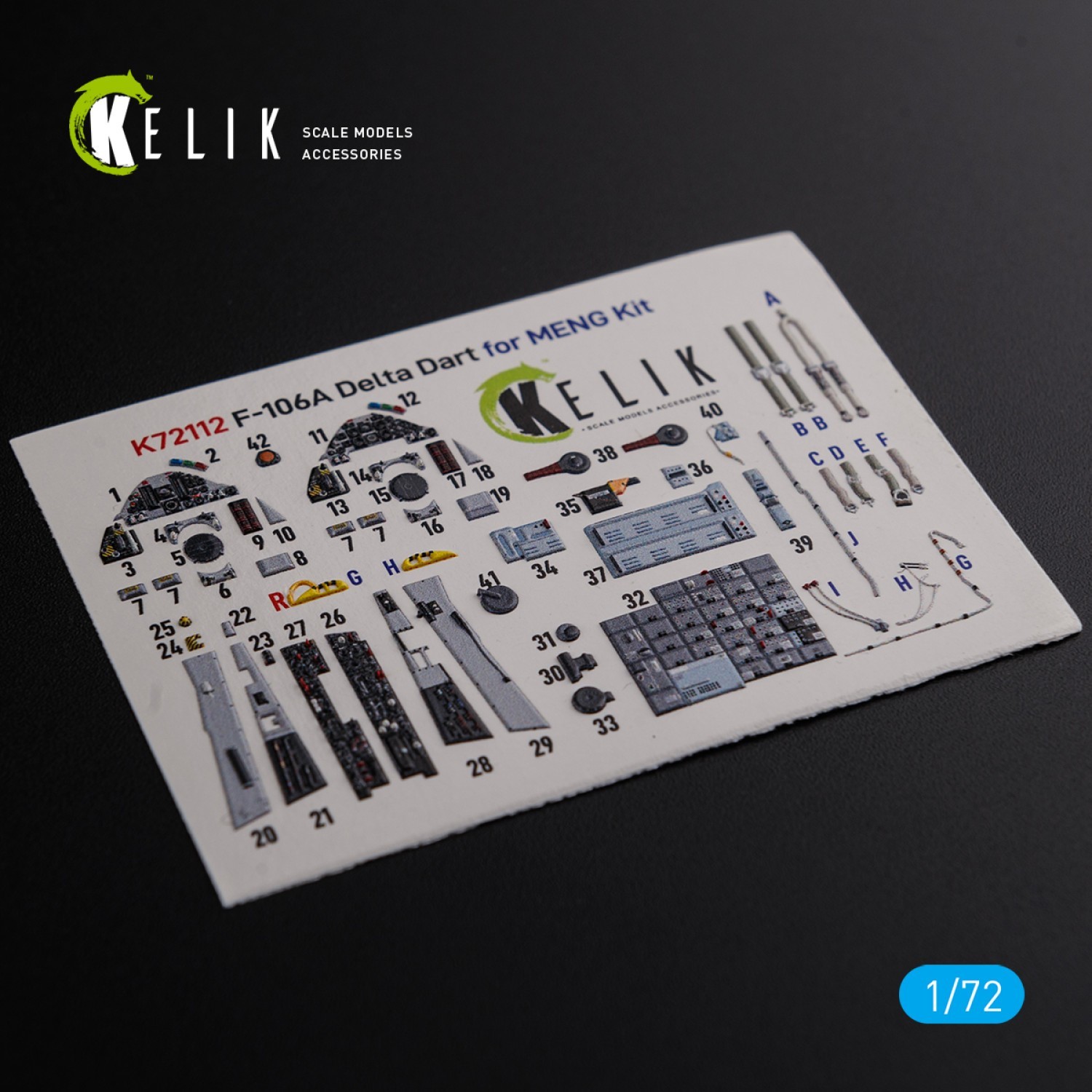 KeliK F-106A Delta Dart Cockpit 3D Interior Decals for Meng Kit 1/72 K72112