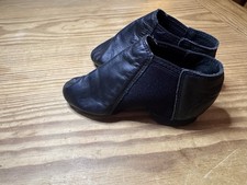 Leo's Black Leather Jazz Dance Shoes Kids 7018 C8 13M Slip On Split Sole