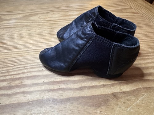 Leo's Black Leather Jazz Dance Shoes Kids 7018 C8 13M Slip On Split Sole