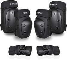 Knee Pads, Elbow Pads Wrist Guards Set for All Ages, Black, Large Size